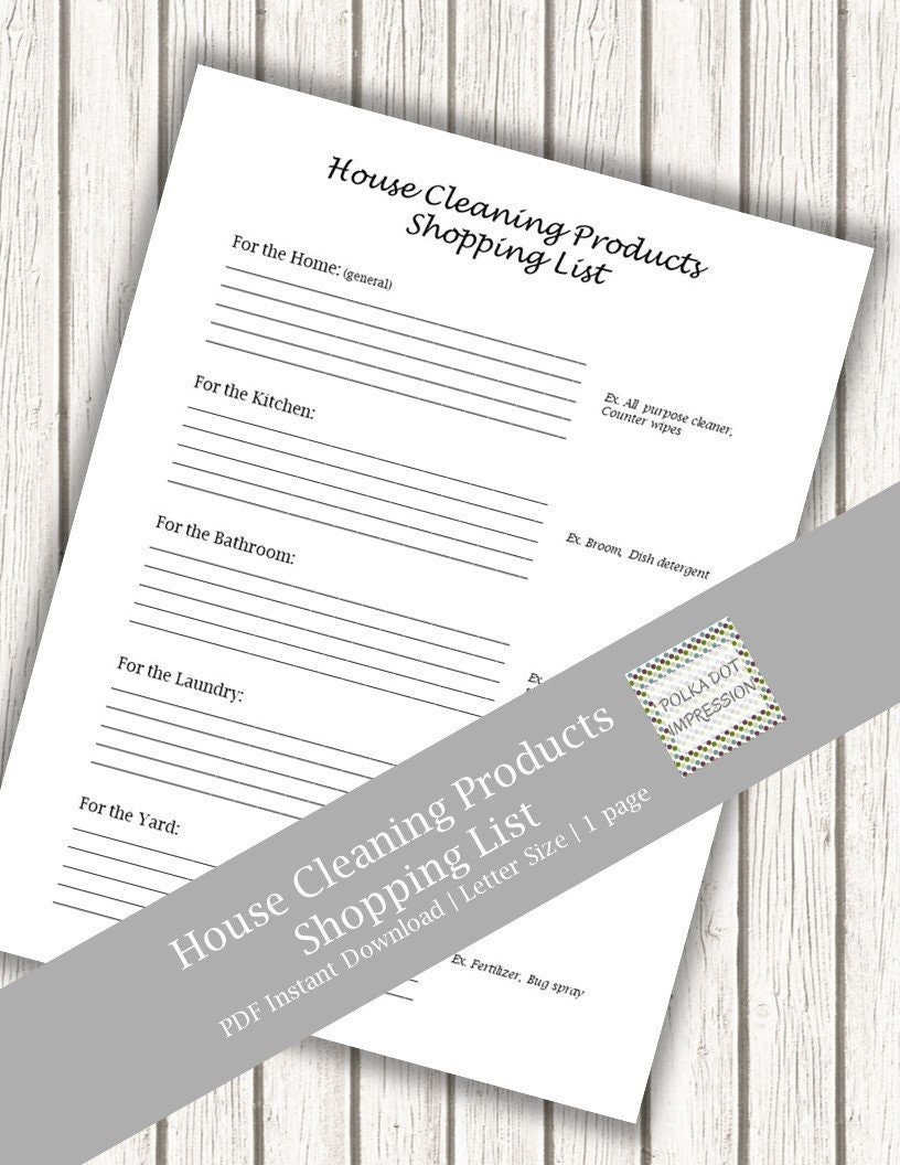 My House Cleaning Products Shopping List