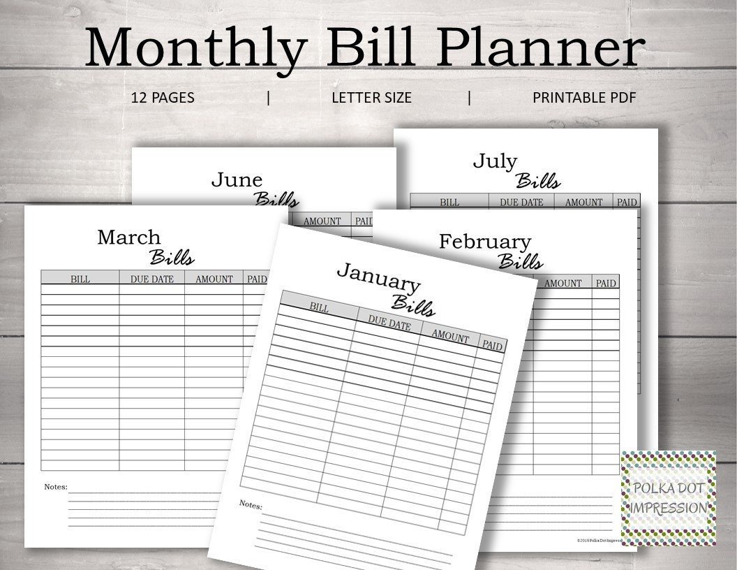 My Monthly Bill Planner