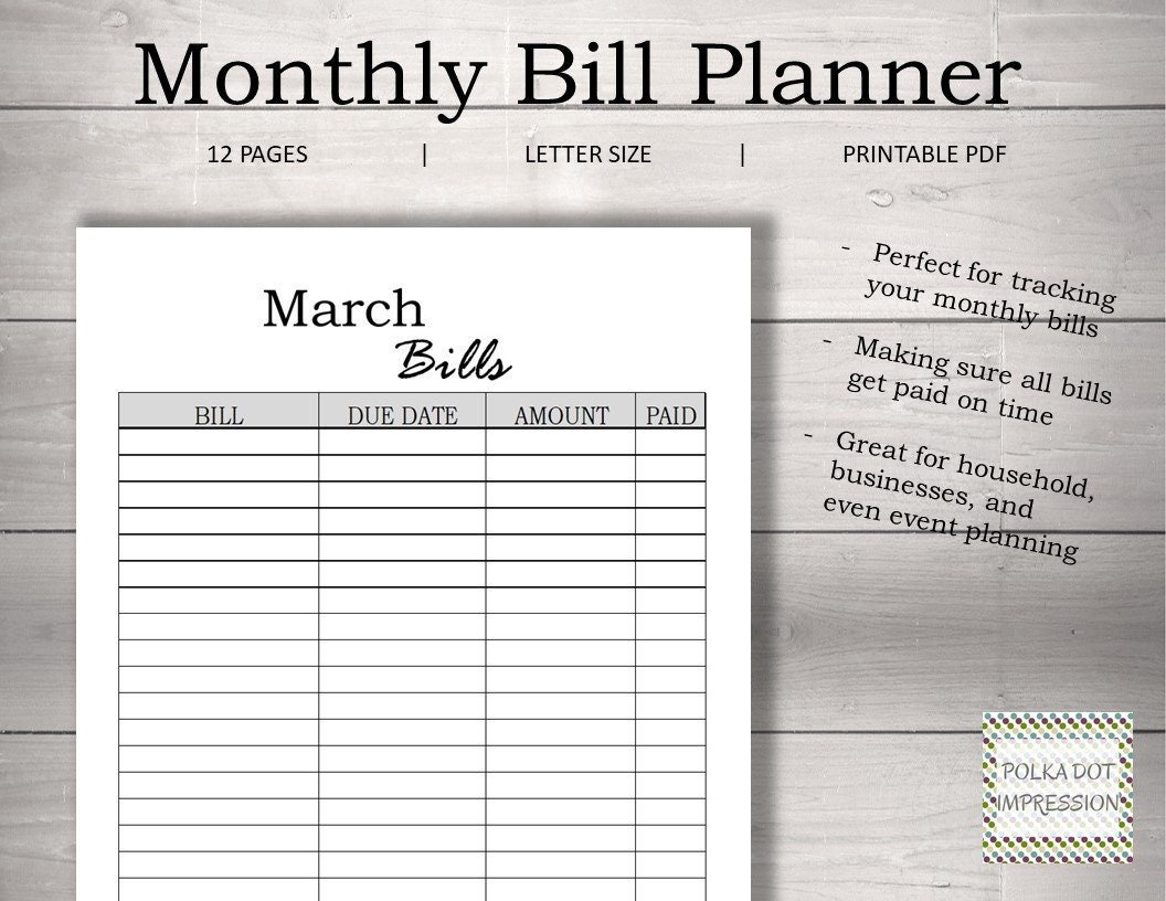 My Monthly Bill Planner - Image 2
