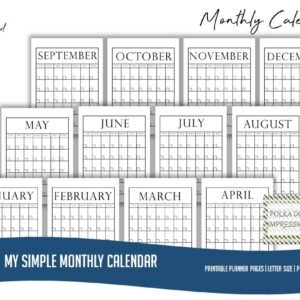 My Simple Monthly Calendar