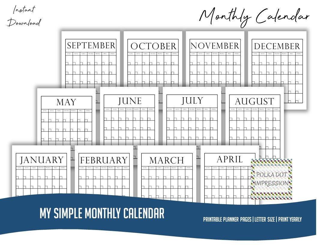 My Simple Monthly Calendar