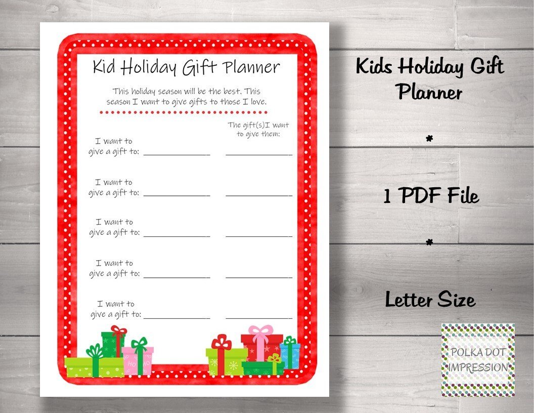 Children Holiday Gift Planner