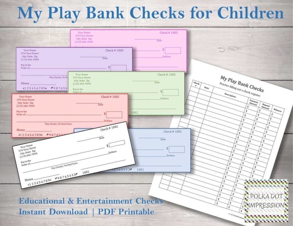 My Play Bank Checks for Children