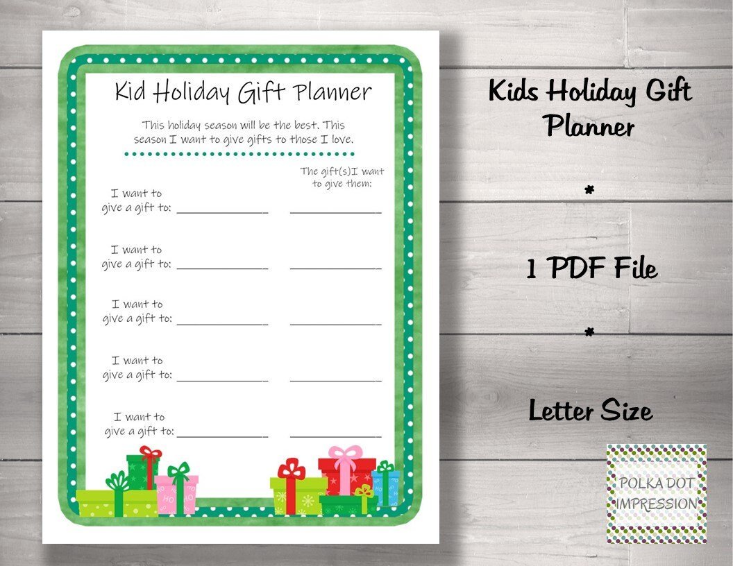 Kid Holiday Gift Planner