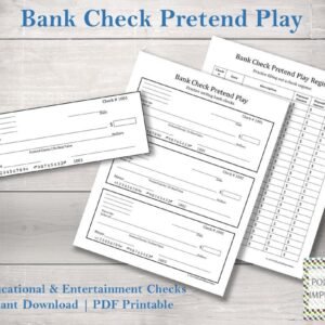 Bank Check Pretend Play