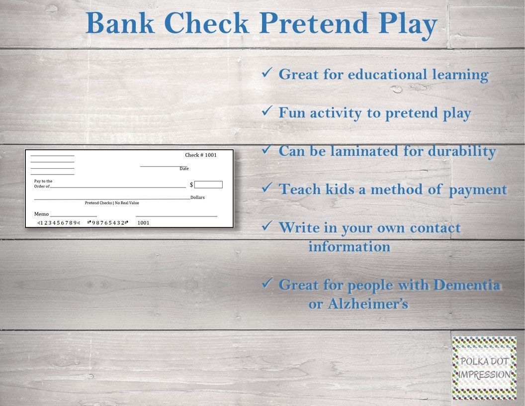 Bank Check Pretend Play - Image 2
