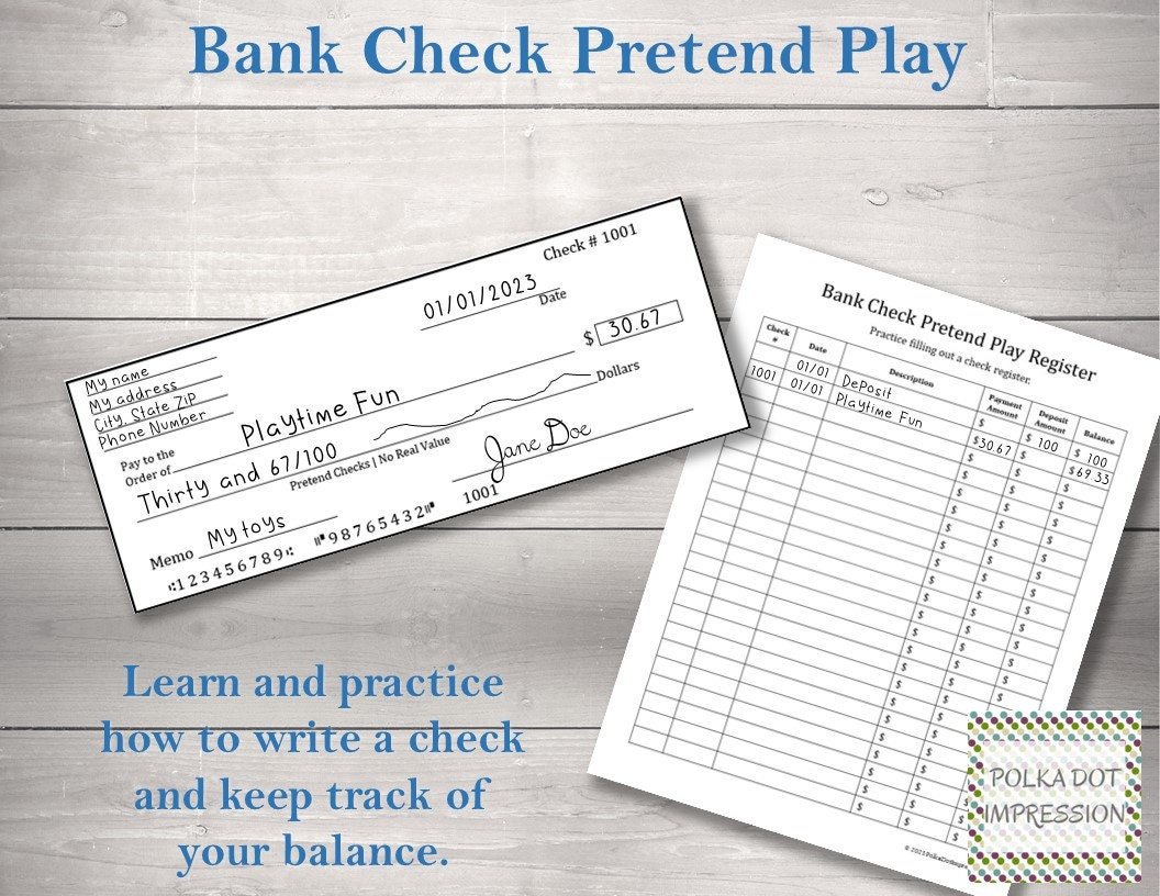 Bank Check Pretend Play - Image 3