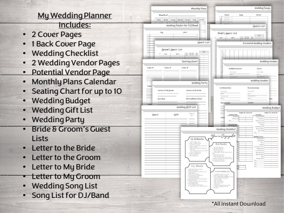 Simply Script Wedding Planner | 20-Page Printable - Image 2