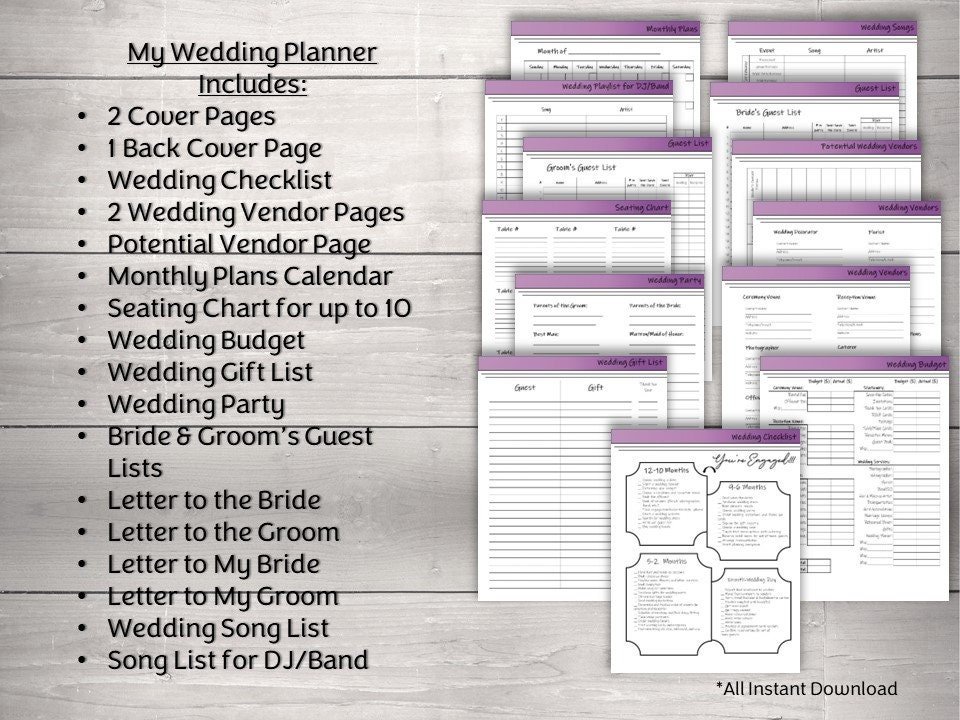 Lavender Plum Wedding Planner | 20-Page Printable - Image 2