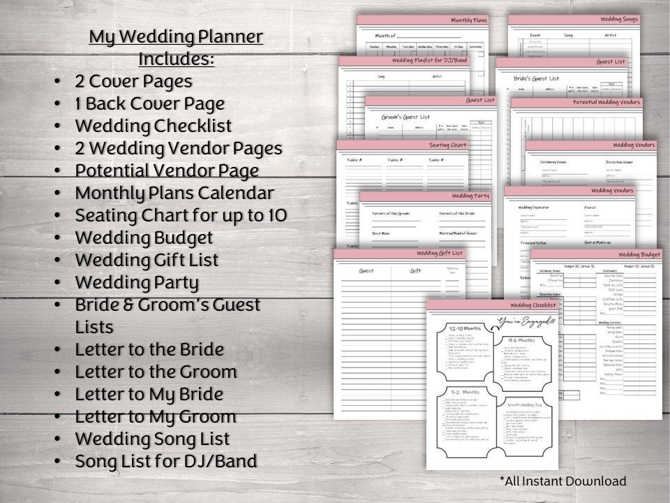 Pink Peony Wedding Planner | 20-Page Printable - Image 2