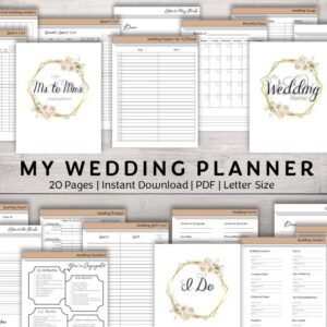 Golden Peach Wedding Planner | 20-Page Printable