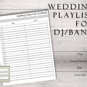Wedding Playlist for DJ or Band