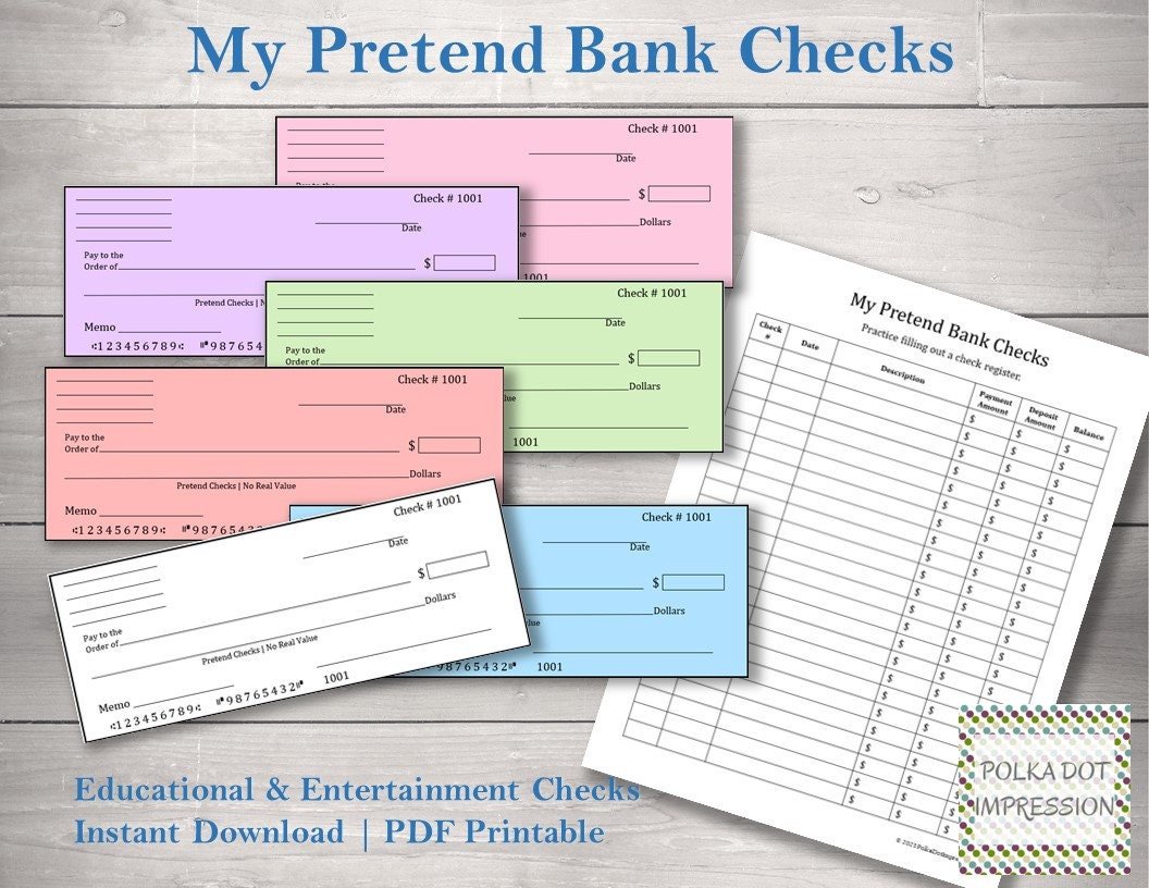 My Pretend Bank Checks
