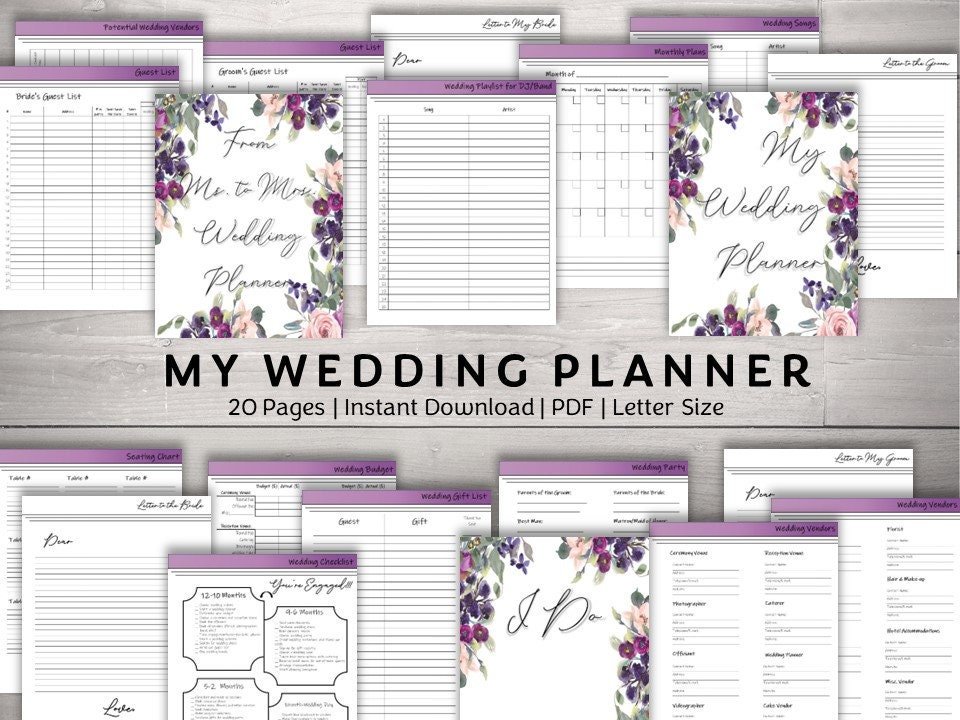 Lavender Plum Wedding Planner | 20-Page Printable