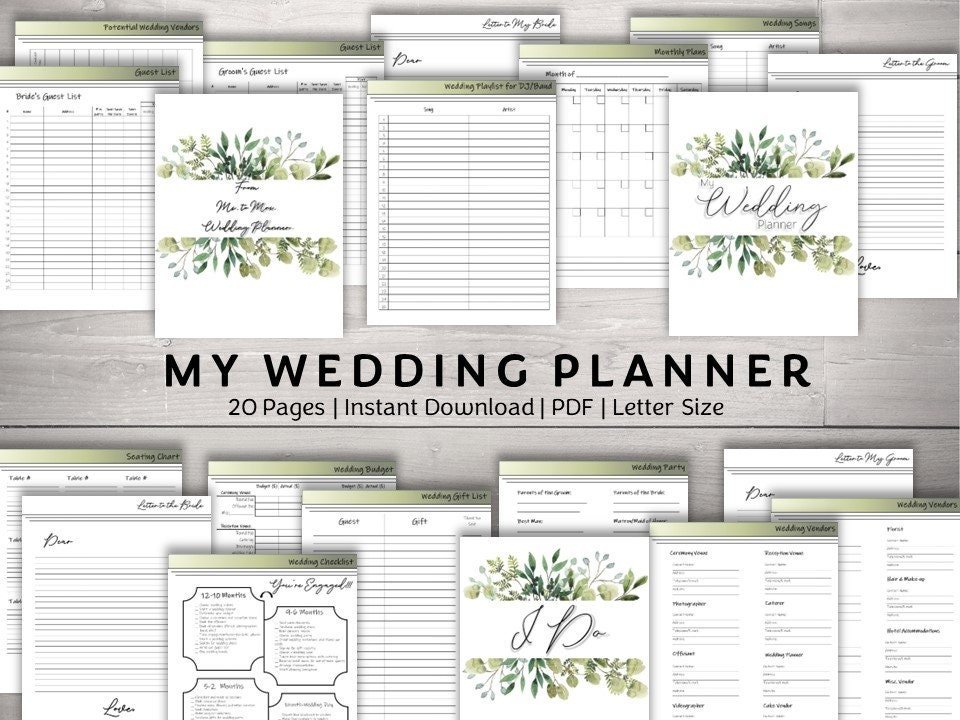 Eucalyptus Wedding Planner | 20-Page Printable