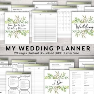 Garden Wreath Wedding Planner | 20-Page Printable