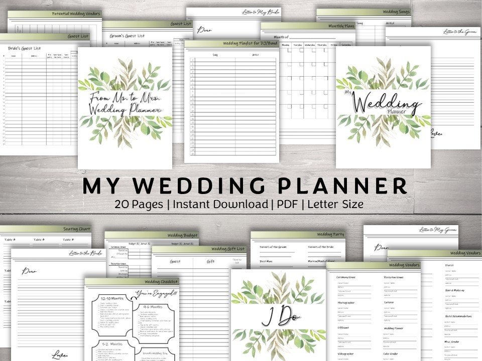 Garden Wreath Wedding Planner | 20-Page Printable