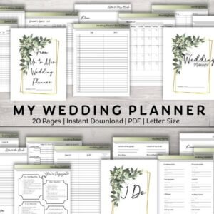 Emerald Greenery Wedding Planner | 20-Page Printable