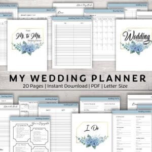Dusty Blue Floral Wedding Planner | 20-Page Printable