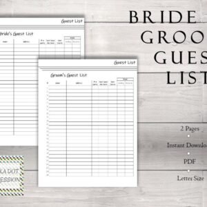 Bride and Groom Guest List