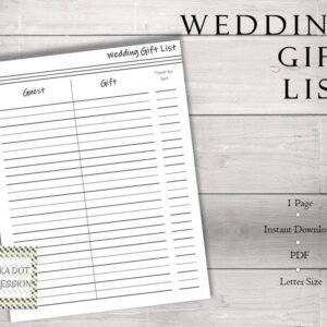Wedding Gift List