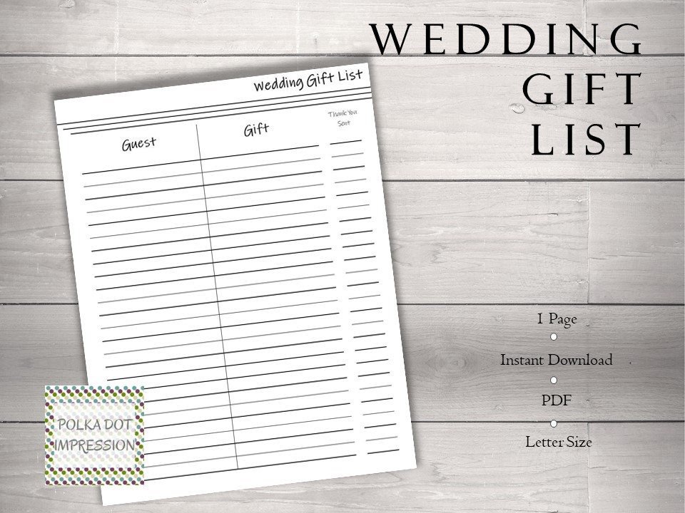 Wedding Gift List