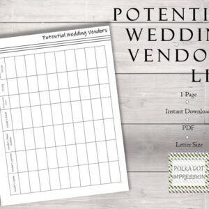 Potential Wedding Vendor List