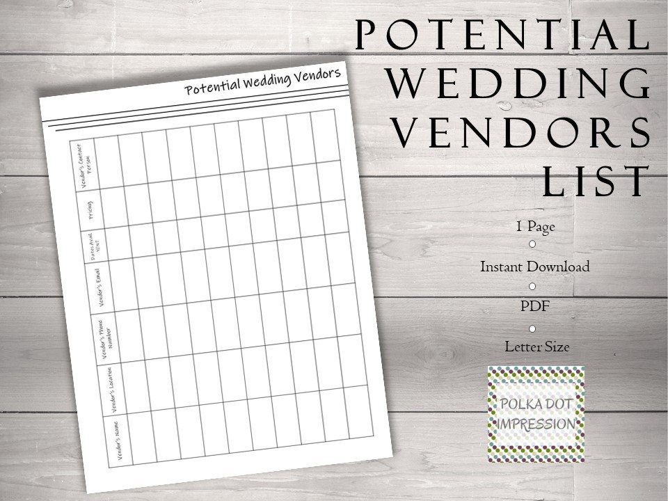 Potential Wedding Vendor List - Image 4