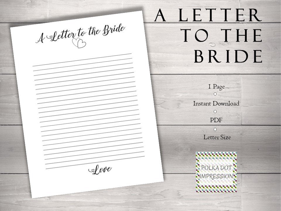 A Letter to the Bride to Give on Their Special Day