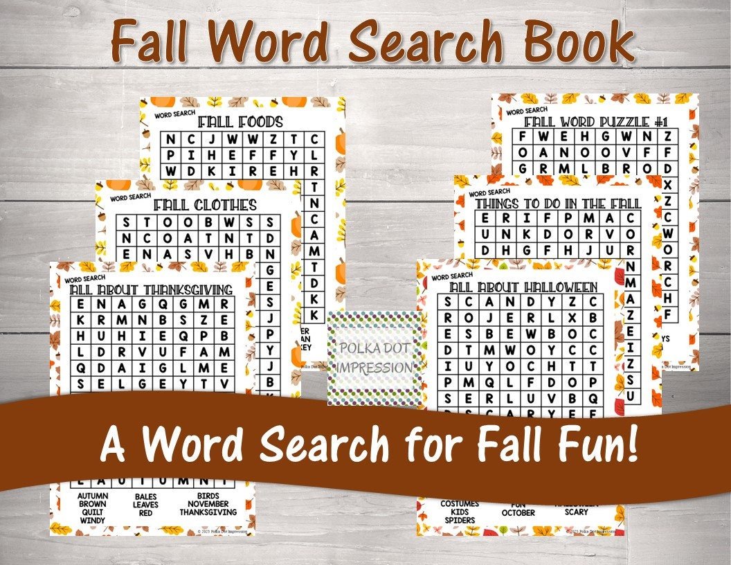 Fall Word Search Book for Children - Image 3