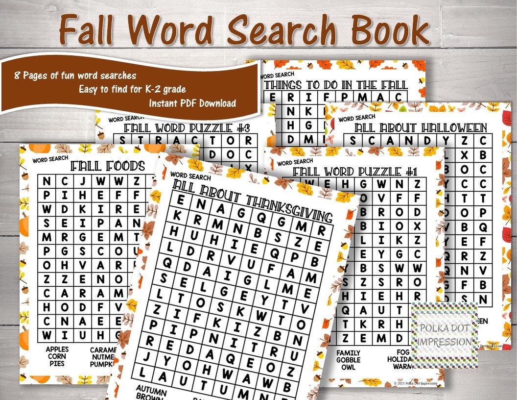 Fall Word Search Book for Children