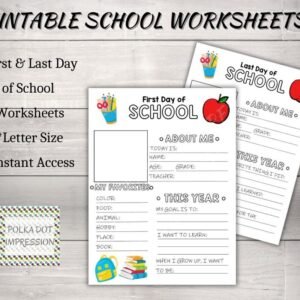Printable First and Last Day of School Worksheet for Students