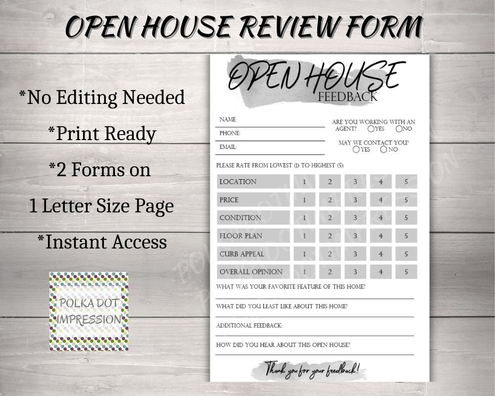Open House Review Form