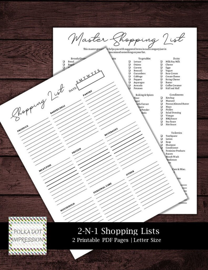 2-N-1 Grocery Lists