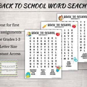 3 Back to School Word Searches for Children