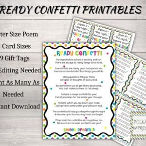 Confetti Printables for First Day of School