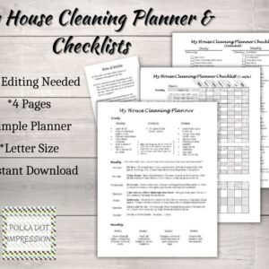 My House Cleaning Planner Schedule & Checklists