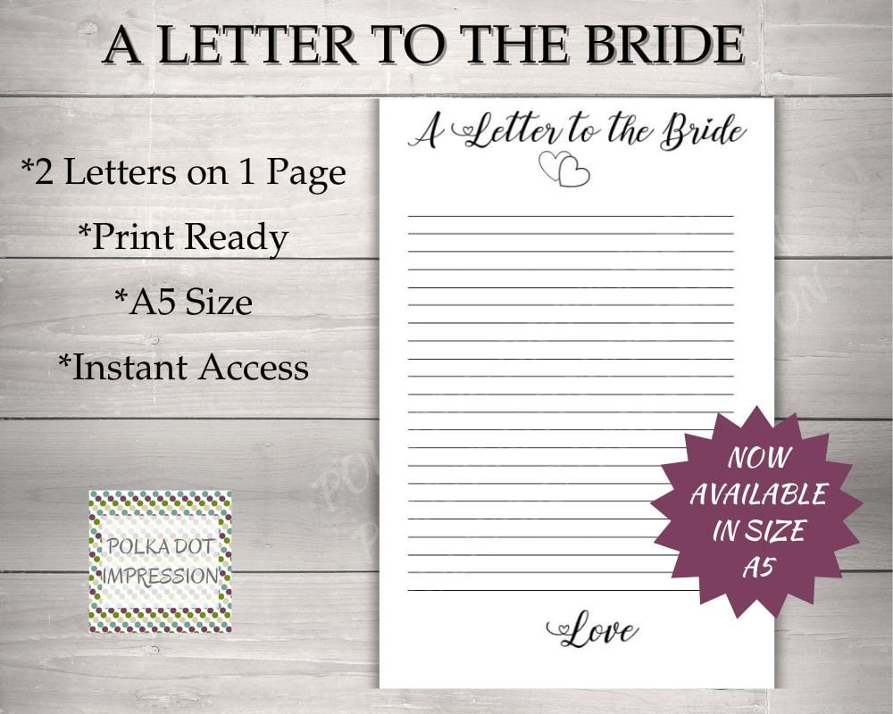 A Letter to the Bride Gift Mementos