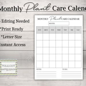 Monthly Plant Care Calendar