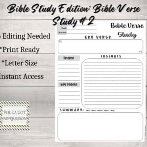 Bible Study Edition Verse Study