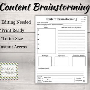 Content Brainstorming Worksheet
