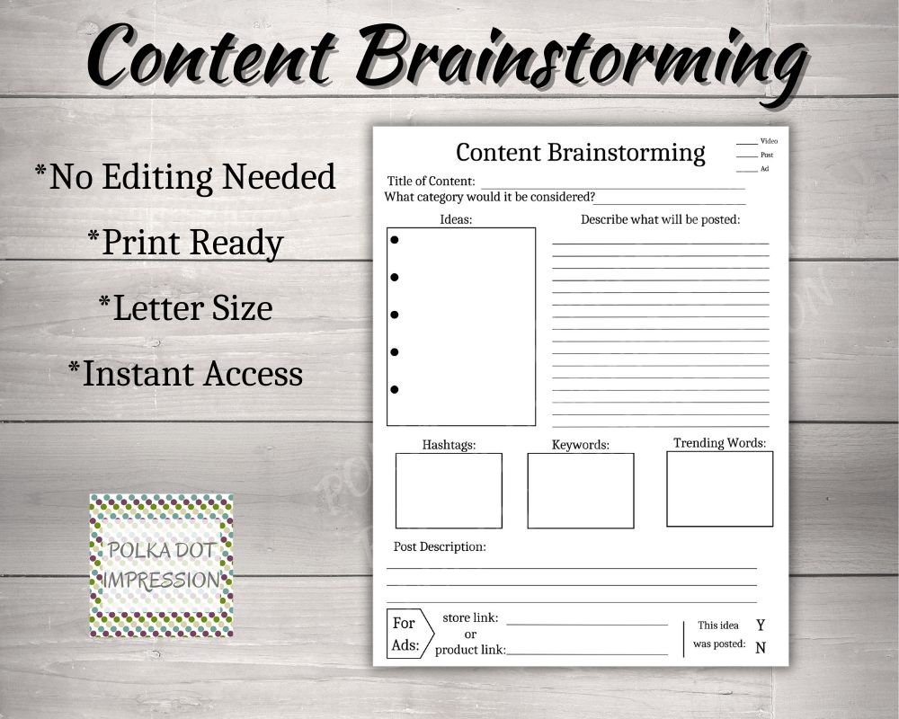 Content Brainstorming Worksheet