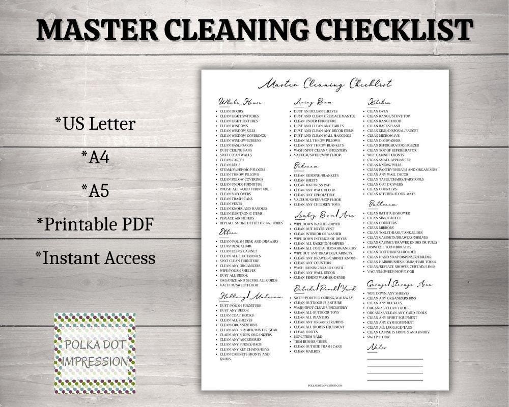 Master Cleaning Checklist - Image 3