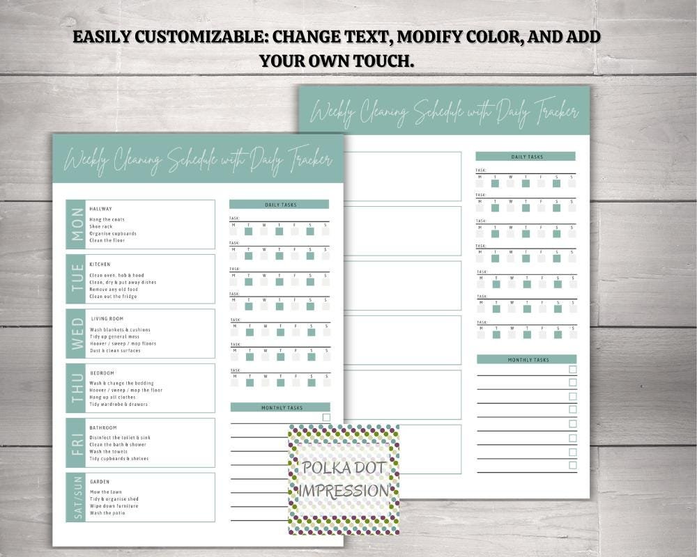 Weekly Cleaning Schedule Printable - Image 2