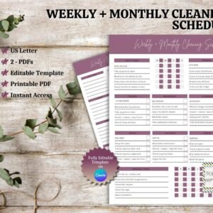 Weekly & Monthly Cleaning Schedule Printable