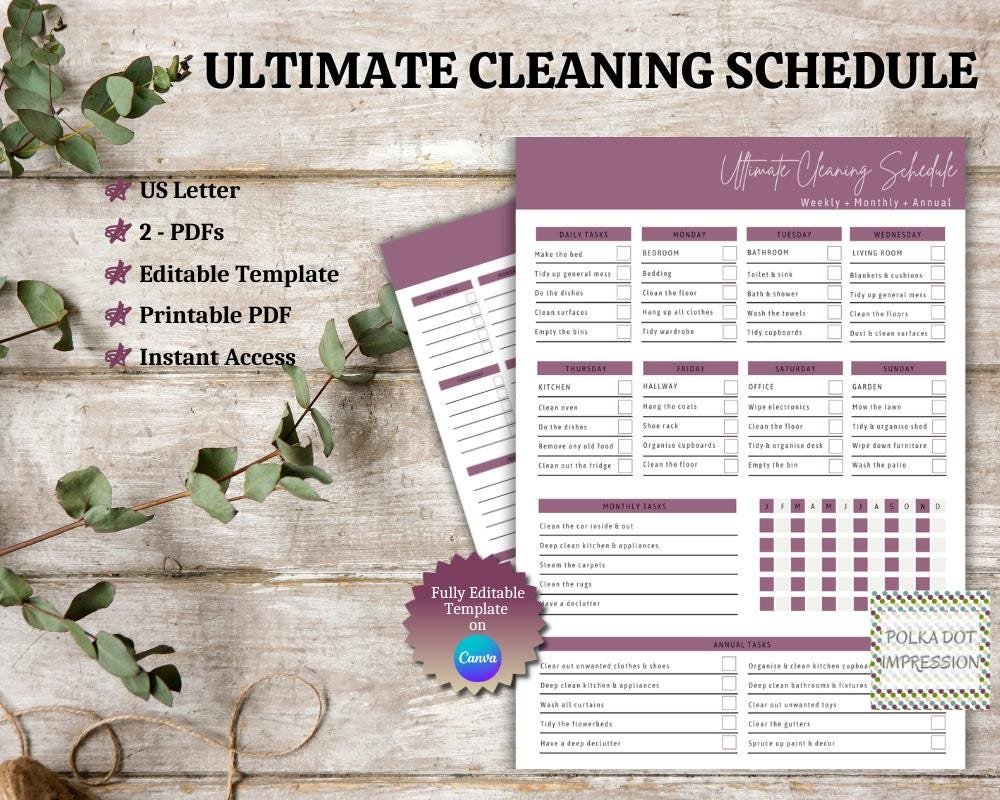 Ultimate Cleaning Schedule Printable
